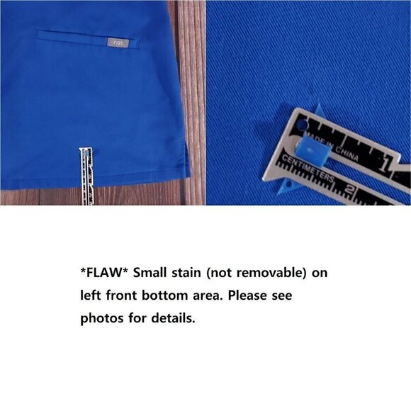 *FLAW* Figs Womens Size Large Casma Three Pocket Scrub Top Blue FW1100 PO 1657 - Picture 2 of 11